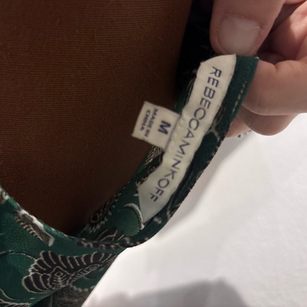 Rebecca Minkoff Florence dress in green paisley print polyester size M. Vintage! - Picture 9 of 16